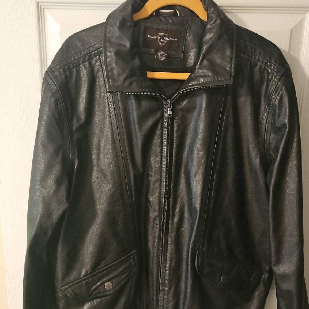 Black Brown 1826 Black Bomber Jacket Genuine Leather